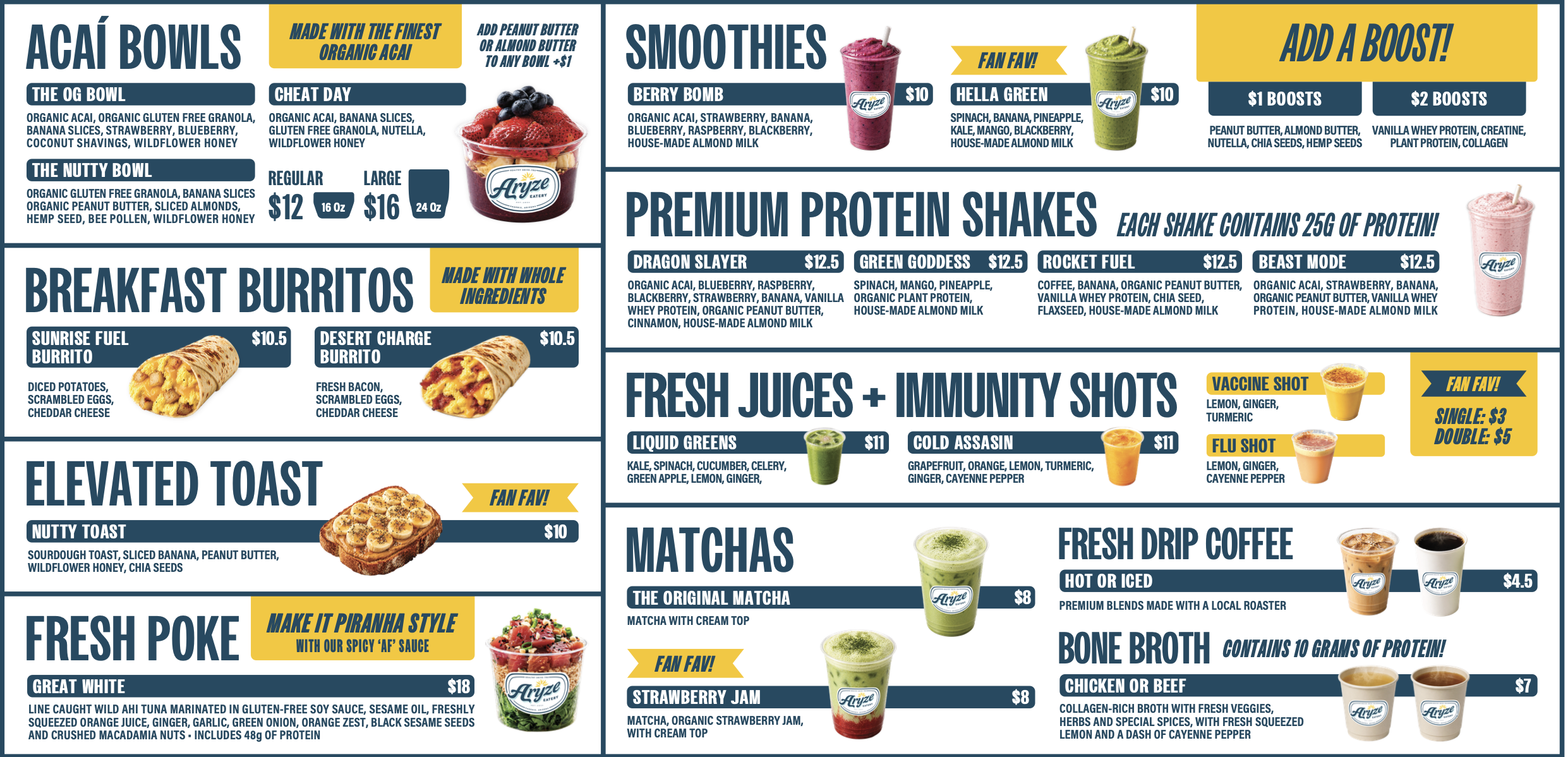 Aryze Eatery full menu